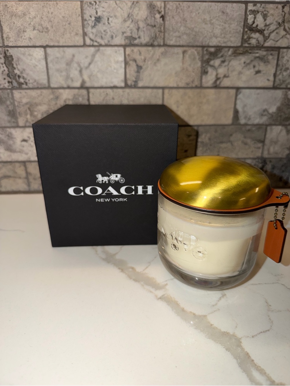 Coach Gold Lid Candle in Cream Glass Jar